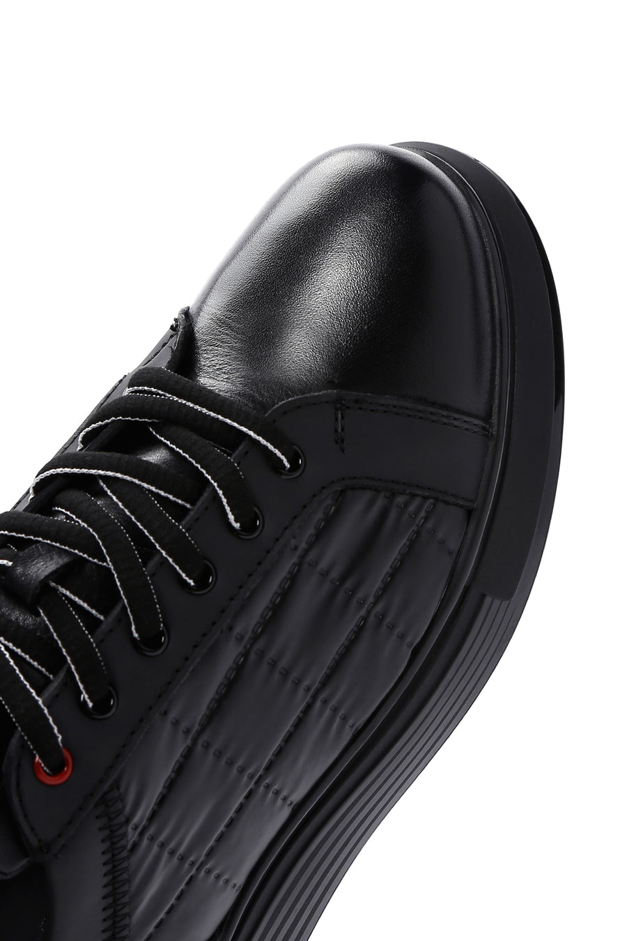 Erkek Siyah Deri Detaylı Sneaker