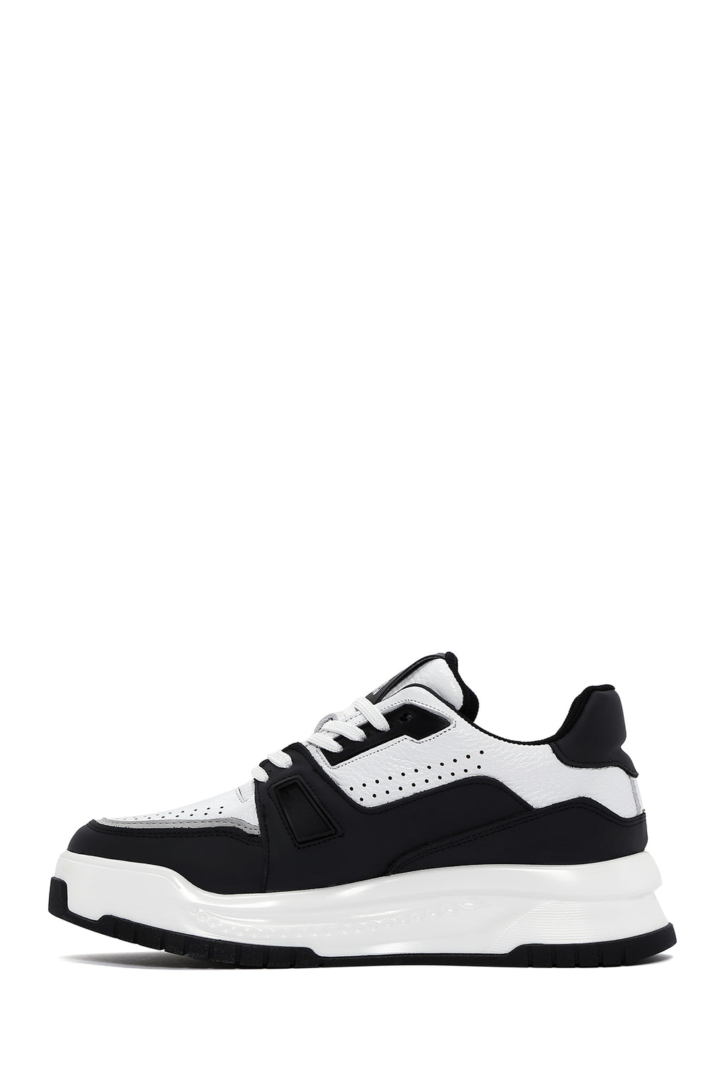 Erkek Beyaz Deri Kalın Tabanlı Sneaker