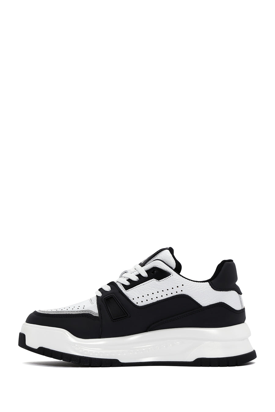 Men's White Leather Thick Soled Sneaker