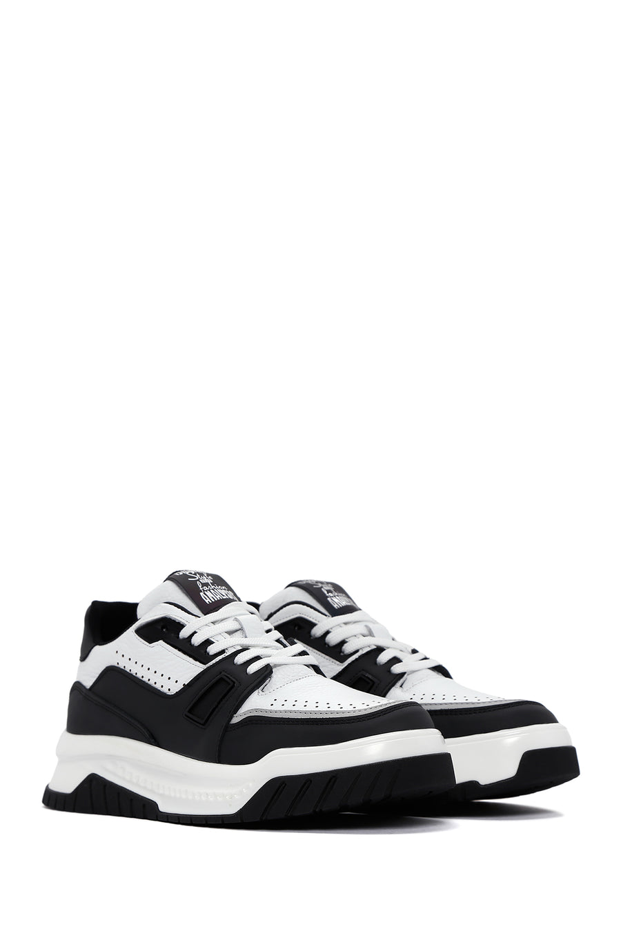 Men's White Leather Thick Soled Sneaker