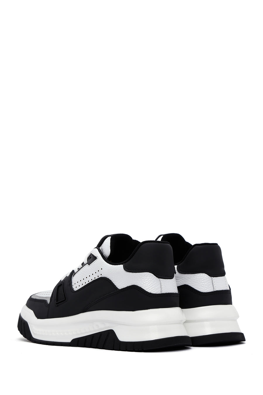 Men's White Leather Thick Soled Sneaker