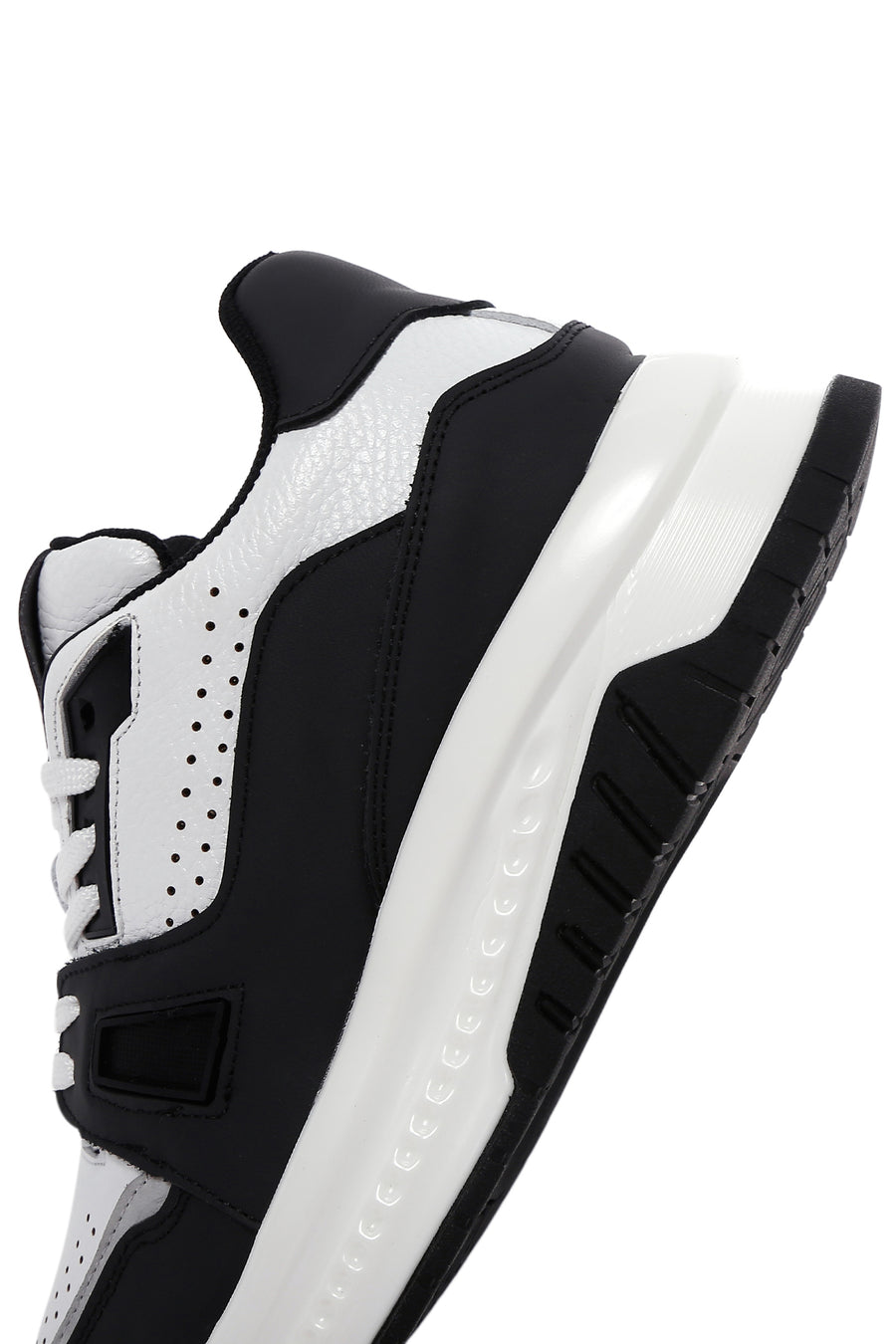 Men's White Leather Thick Soled Sneaker