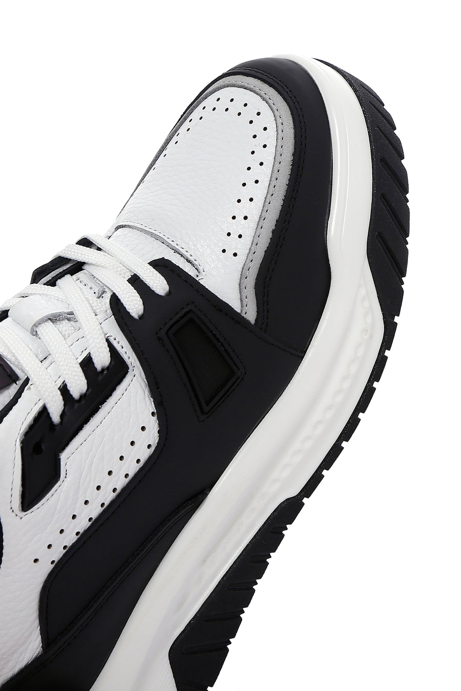 Men's White Leather Thick Soled Sneaker