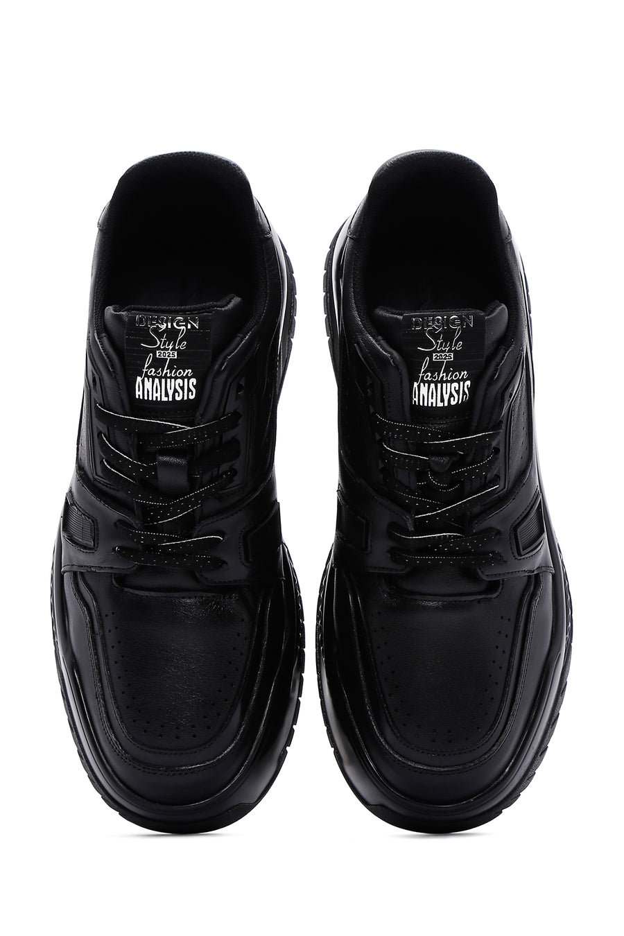 Men's Black Leather Thick Soled Sneaker