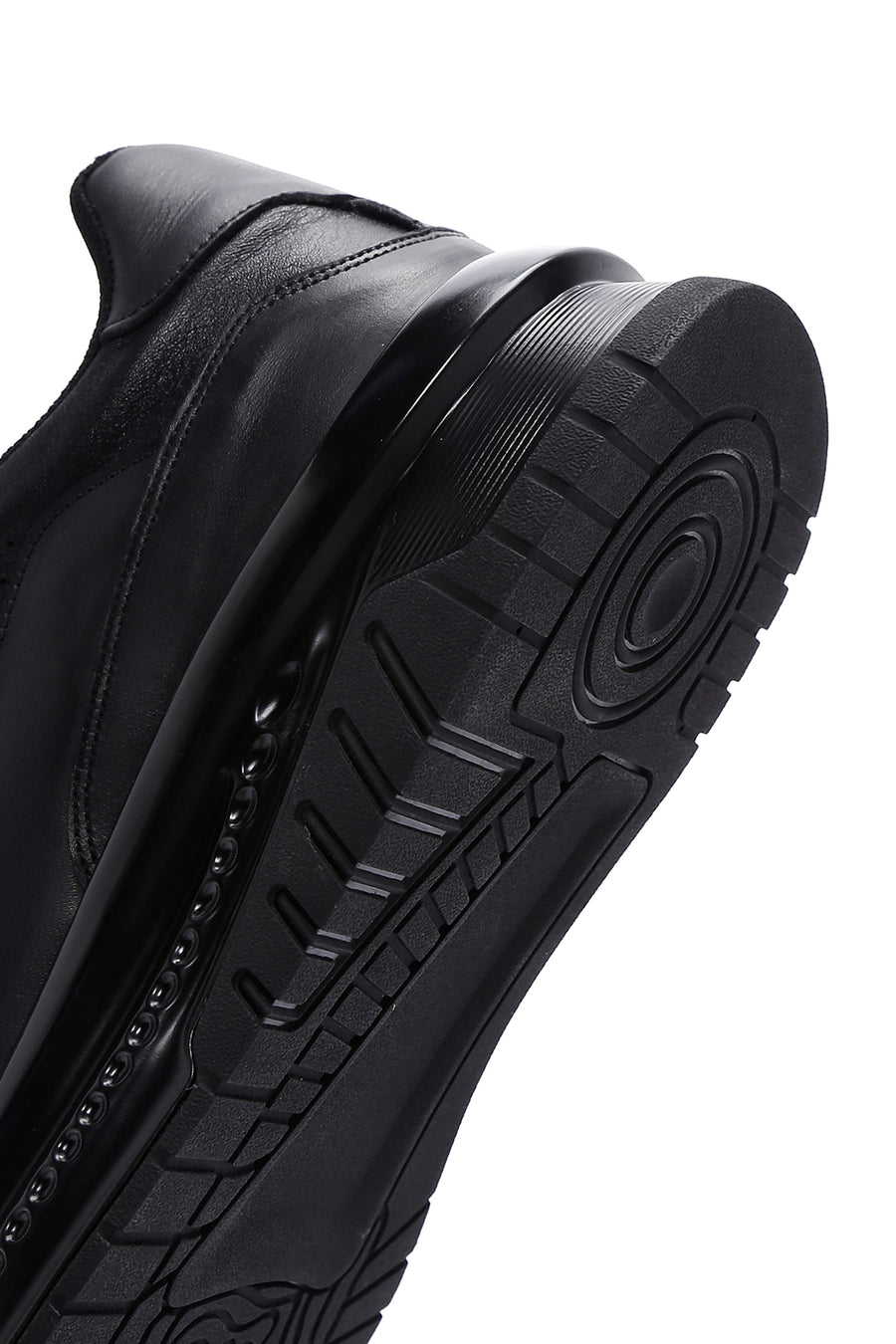 Men's Black Leather Thick Soled Sneaker