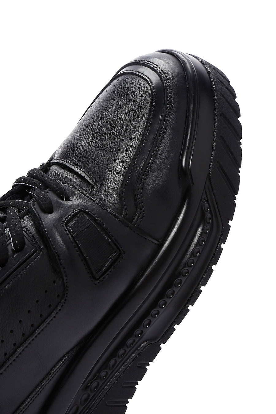 Men's Black Leather Thick Soled Sneaker