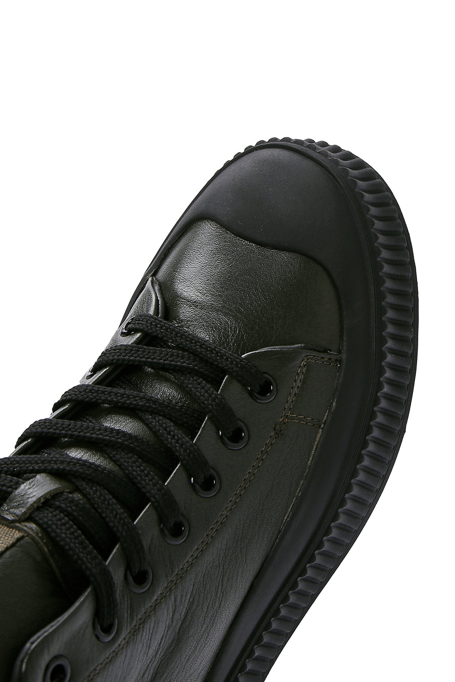 Erkek Haki Deri Bilekli Sneaker