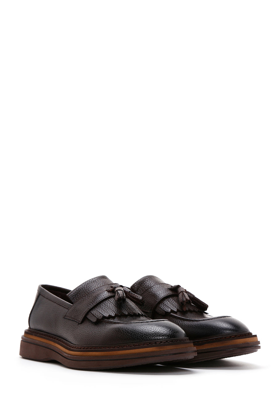 Men's Brown Leather Tasseled Loafer