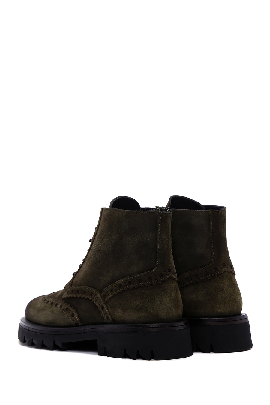 Men's Khaki Suede Leather Zippered Boots