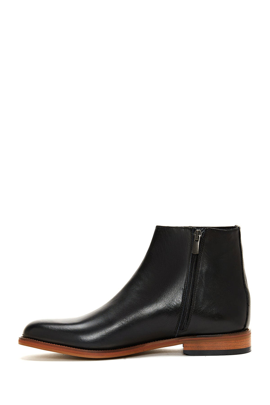 Men's Black Leather Zippered Classic Boots