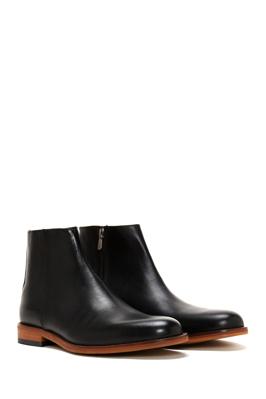 Men's Black Leather Zippered Classic Boots