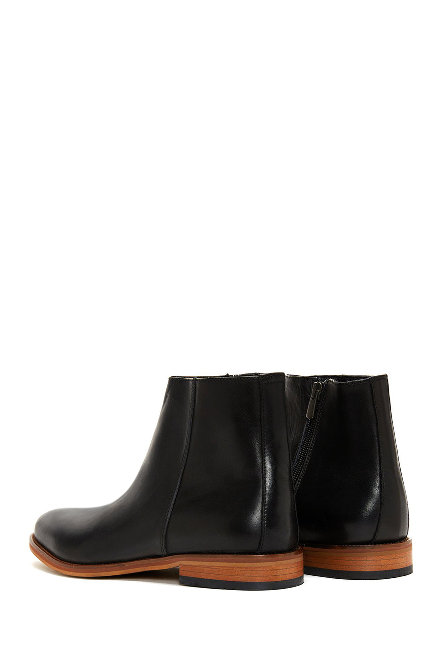 Men's Black Leather Zippered Classic Boots