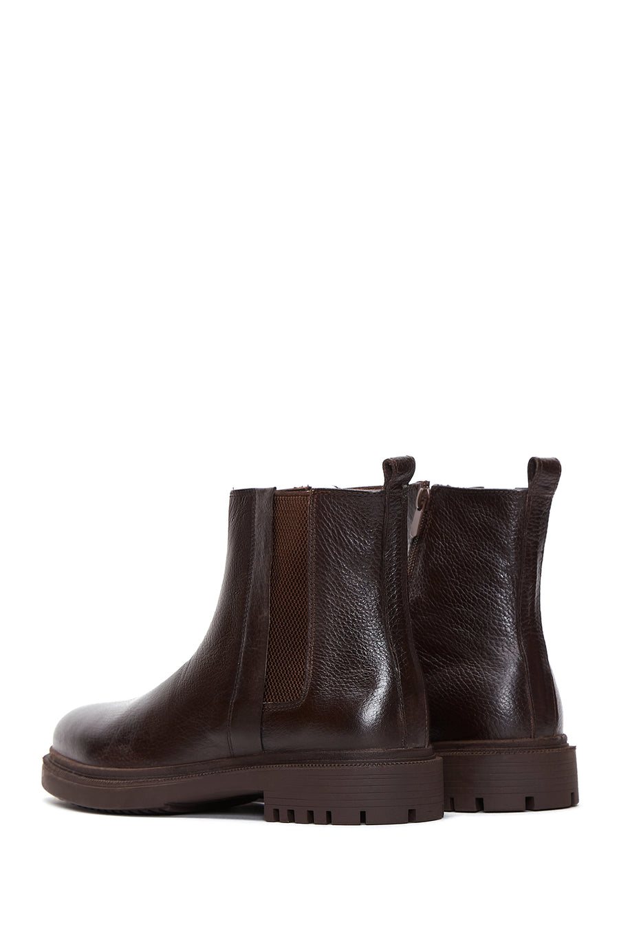 Men's Brown Zippered Leather Casual Boots