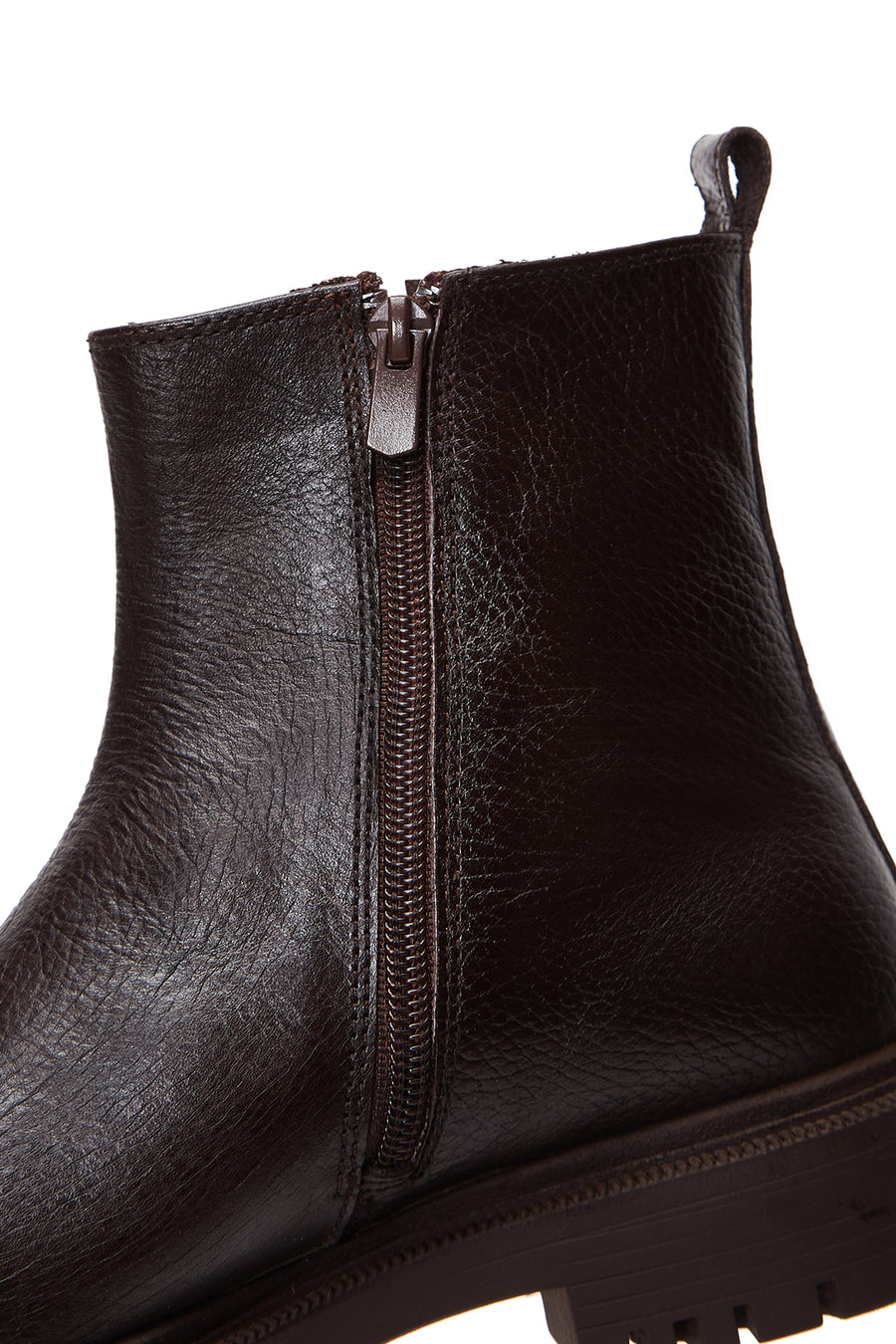 Men's Brown Zippered Leather Casual Boots