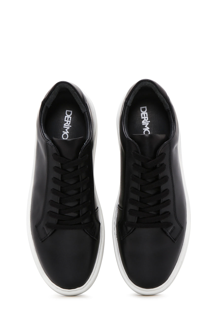 Erkek Siyah Deri Kalın Tabanlı Sneaker
