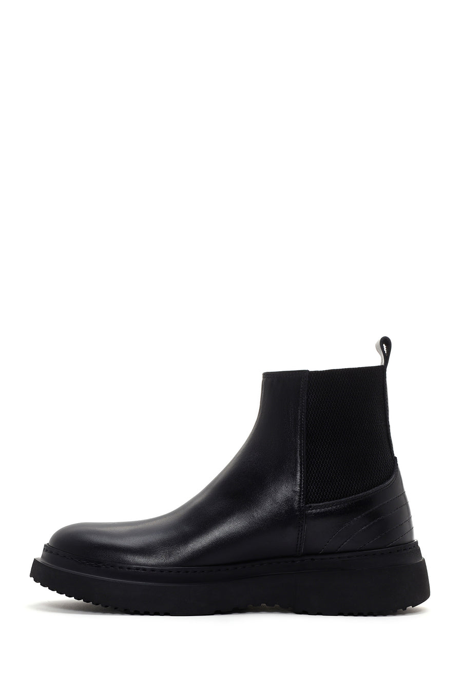 Men's Black Thick Soled Leather Chelsea Boots
