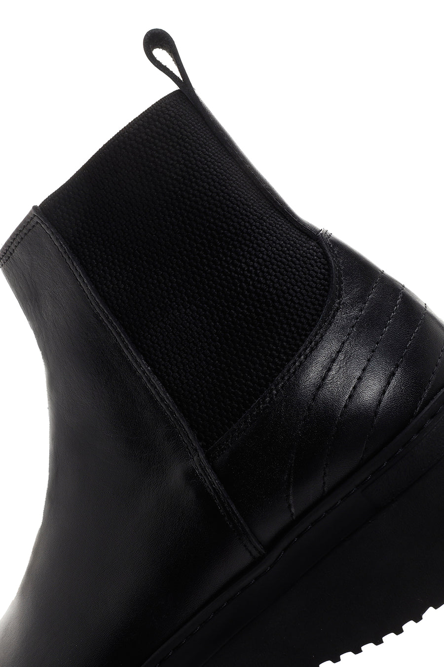 Men's Black Thick Soled Leather Chelsea Boots