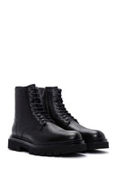 Men's Black Leather Zippered Boots | Derimod