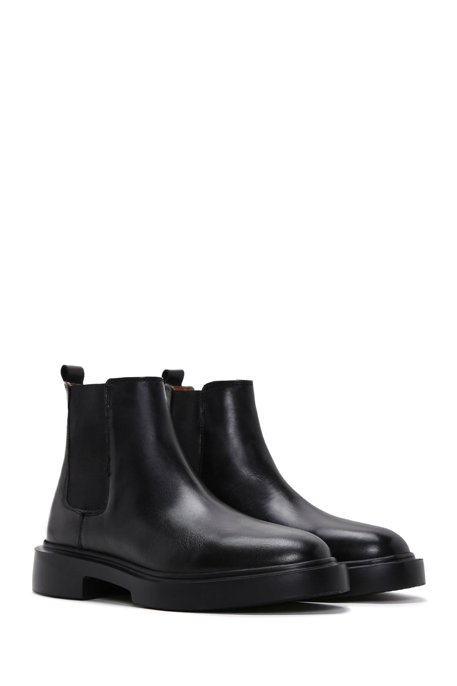 Men's Black Leather Thick Soled Chelsea Boots