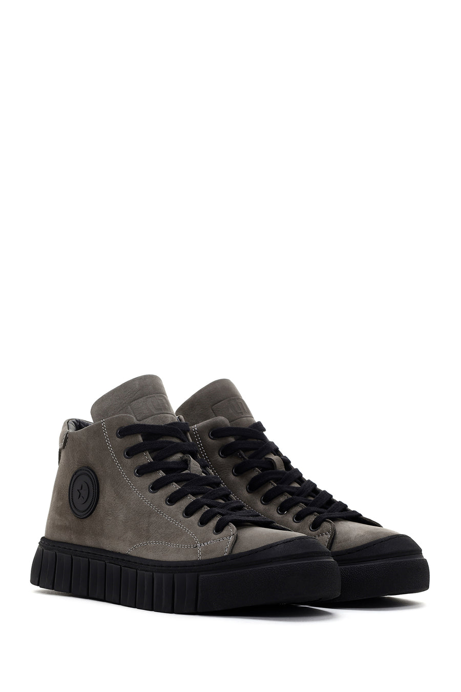 Men's Gray Zippered Casual Nubuck Leather Boots