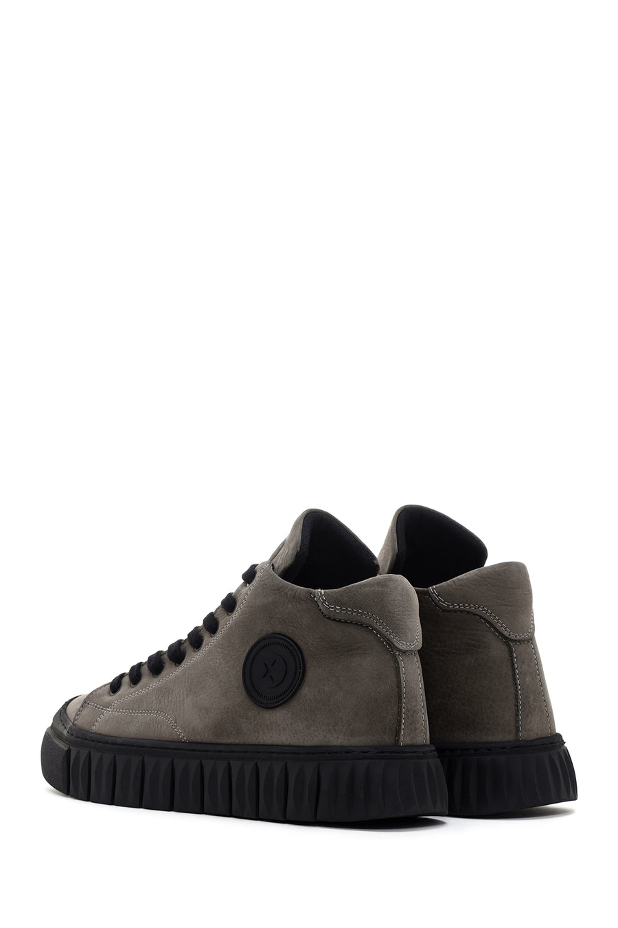 Men's Gray Zippered Casual Nubuck Leather Boots
