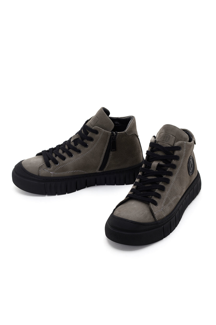 Men's Gray Zippered Casual Nubuck Leather Boots