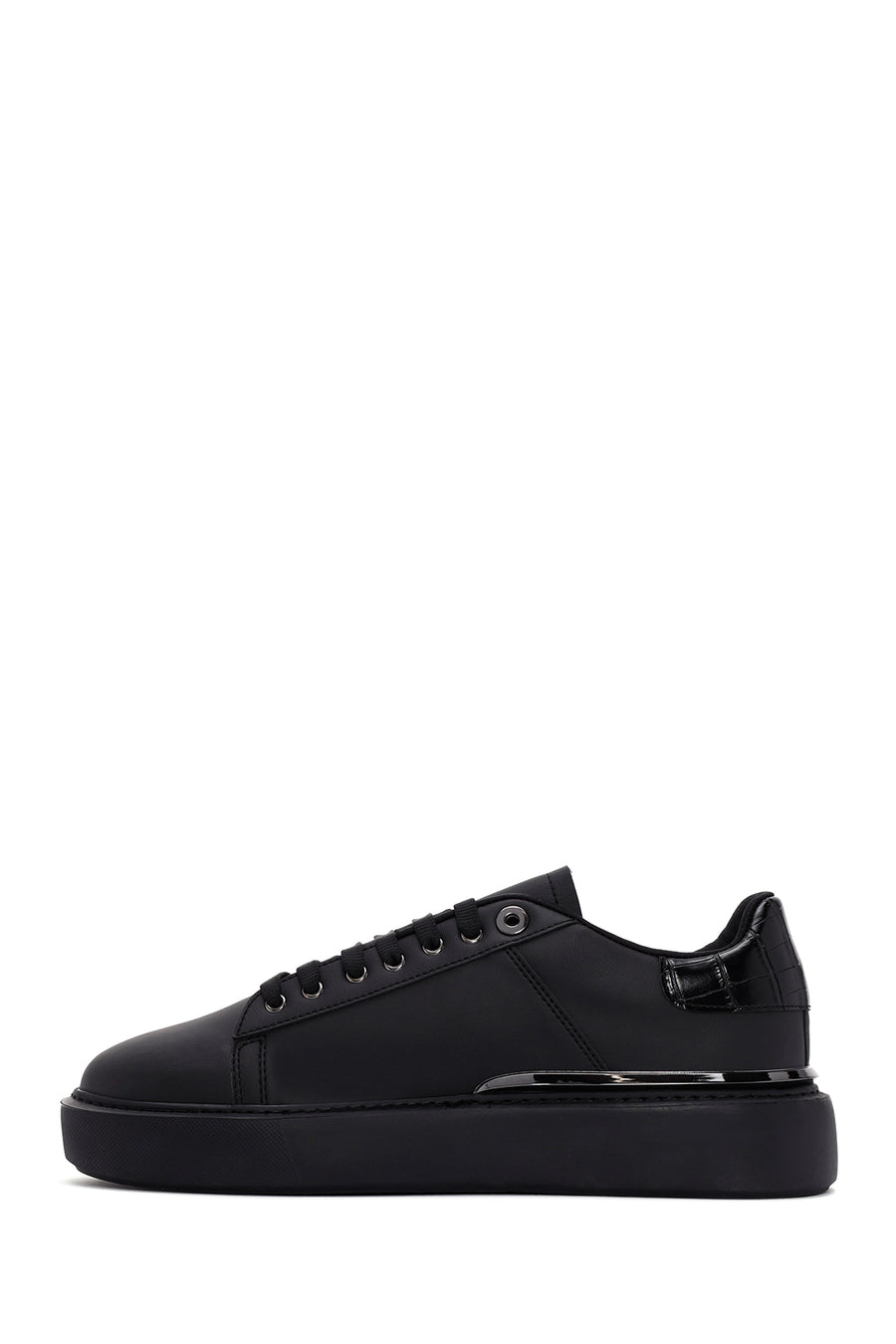 Men's Black Lace-Up Thick Sole Sneaker