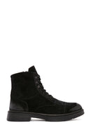 Men's Black Zippered Suede Leather Casual Boots | Derimod