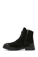 Men's Black Zippered Suede Leather Casual Boots | Derimod