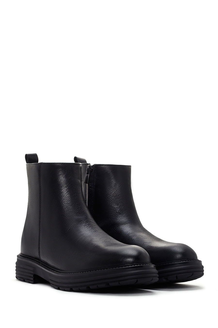 Men's Black Zippered Leather Boots