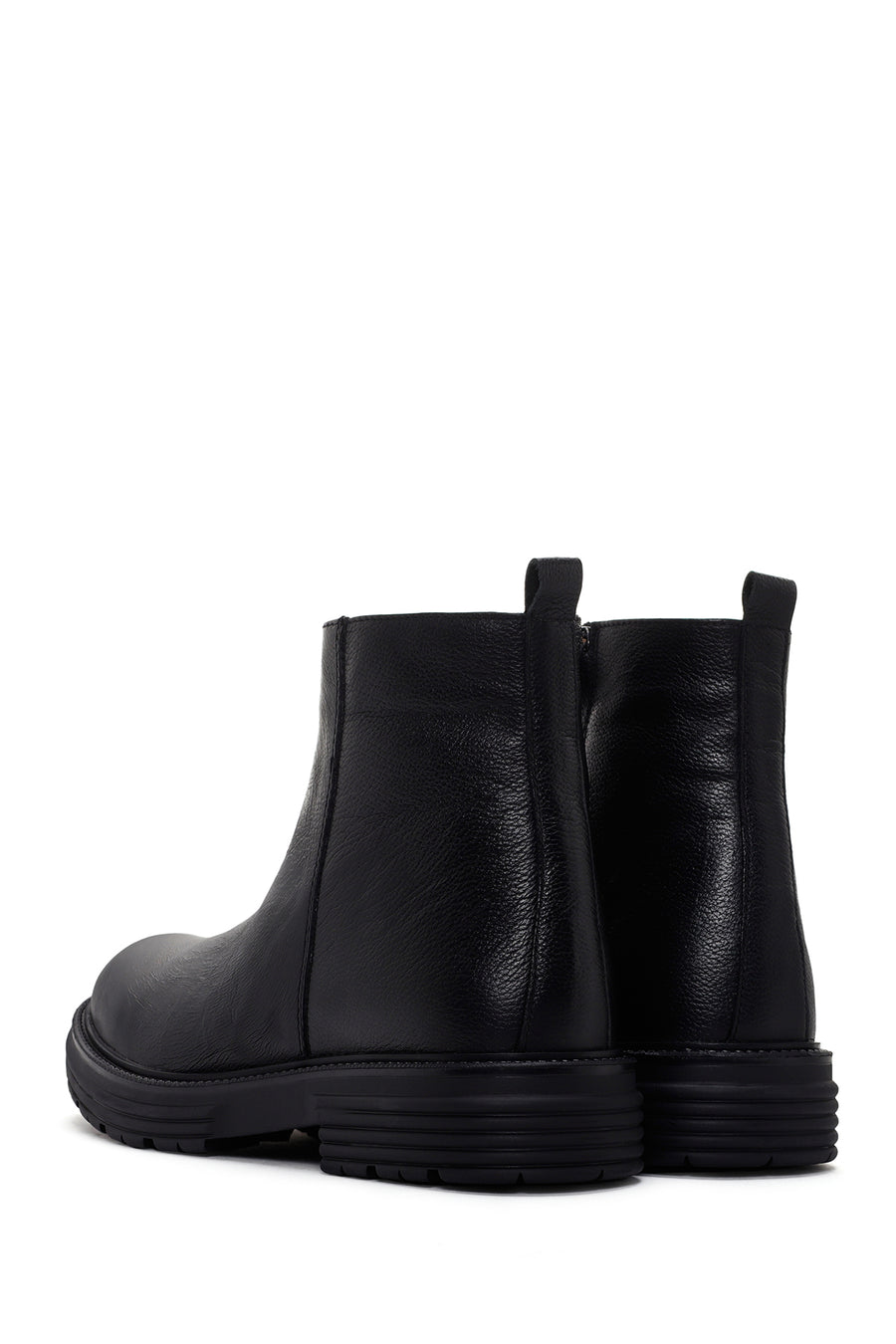 Men's Black Zippered Leather Boots