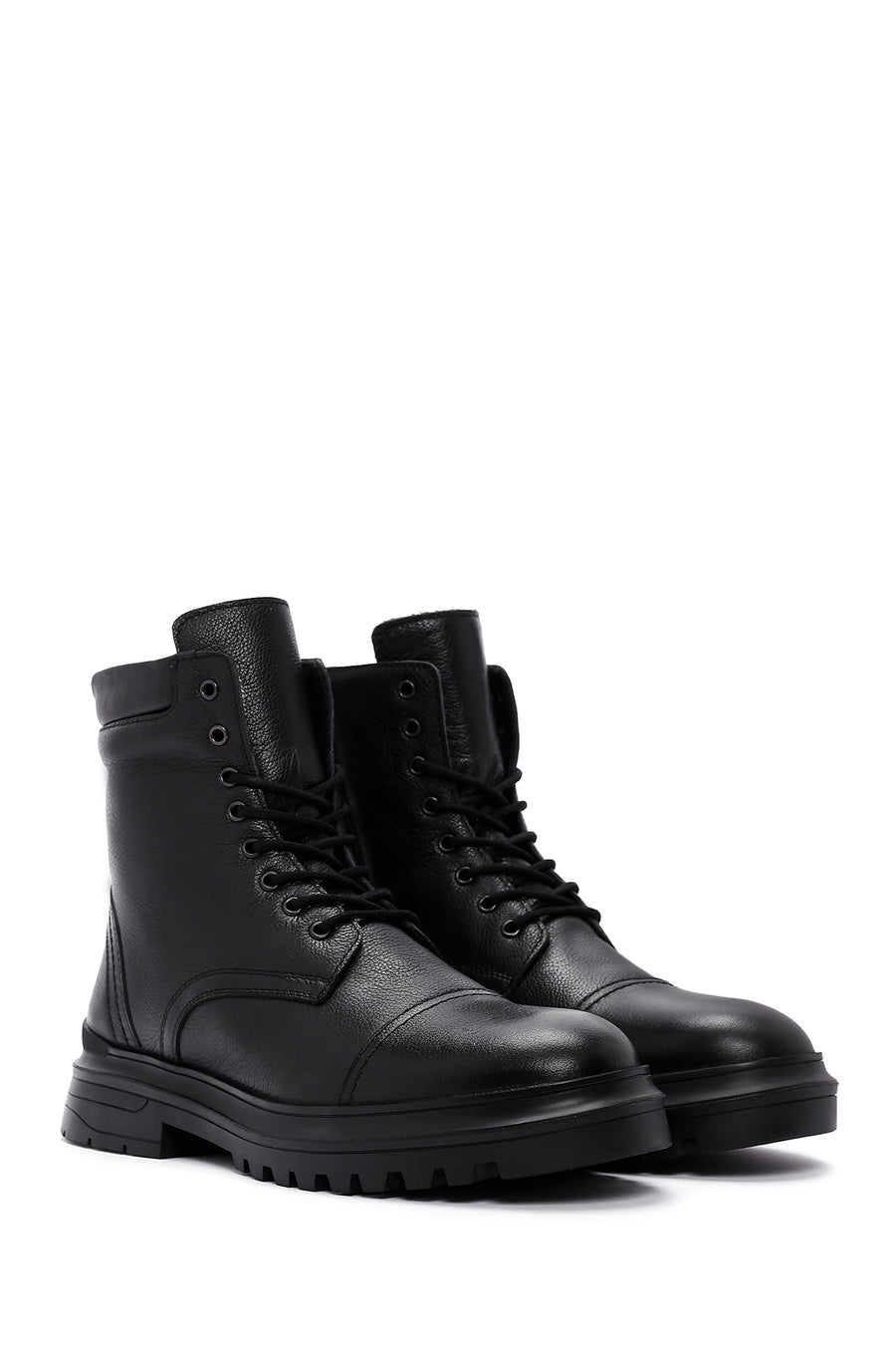 Men's Black Zippered Leather Boots