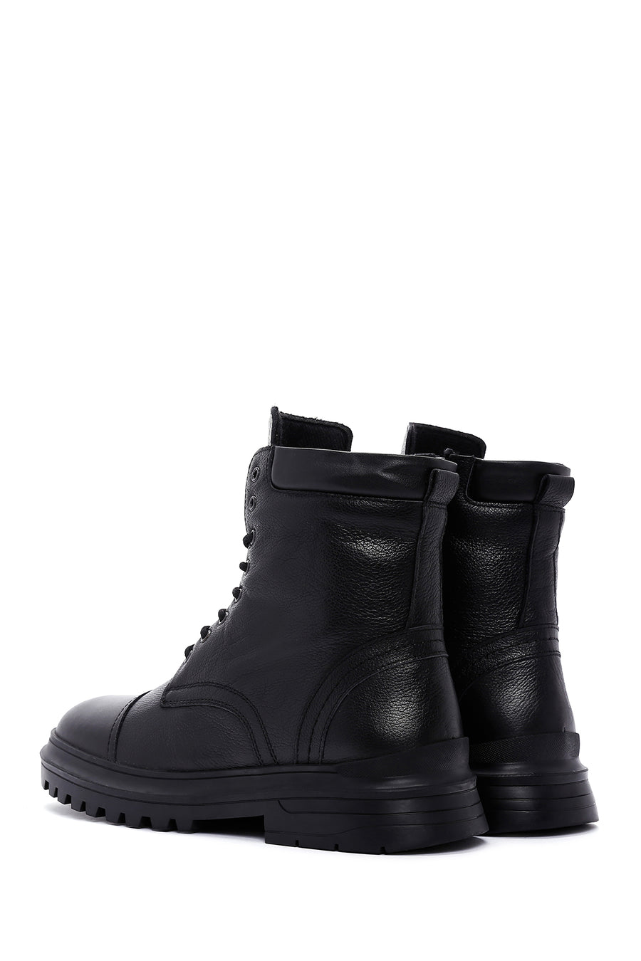 Men's Black Zippered Leather Boots