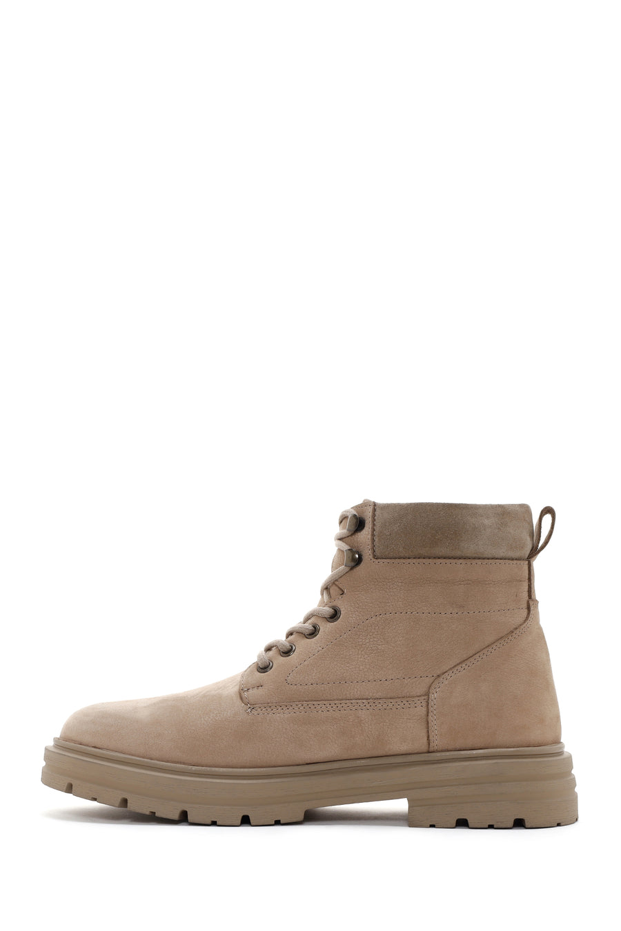Men's Beige Nubuck Leather Casual Boots