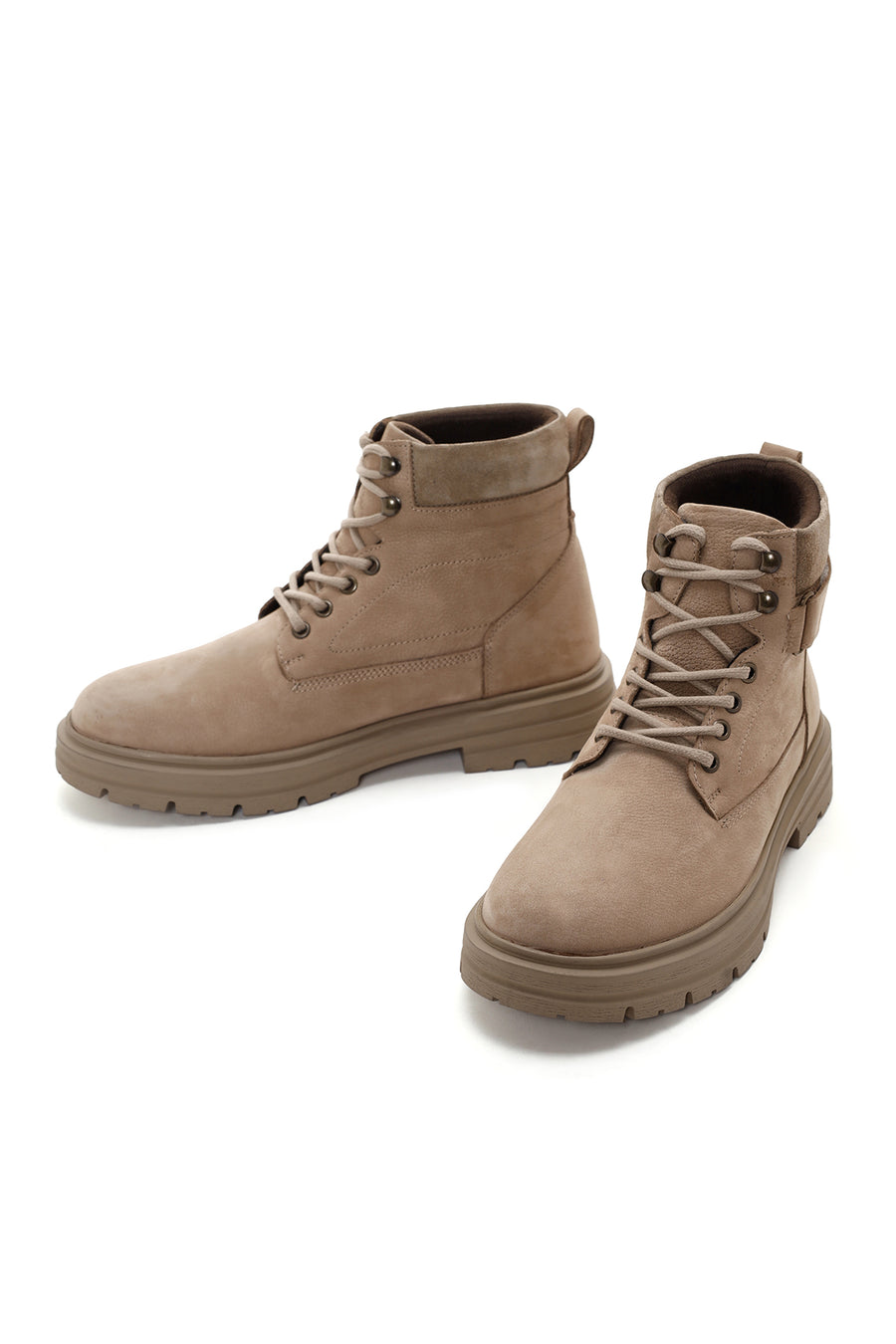 Men's Beige Nubuck Leather Casual Boots