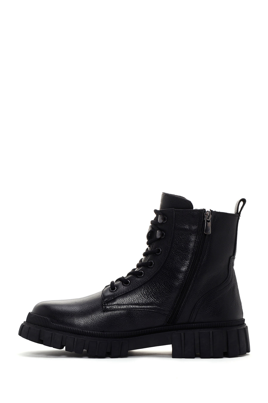 Men's Black Zippered Casual Leather Boots