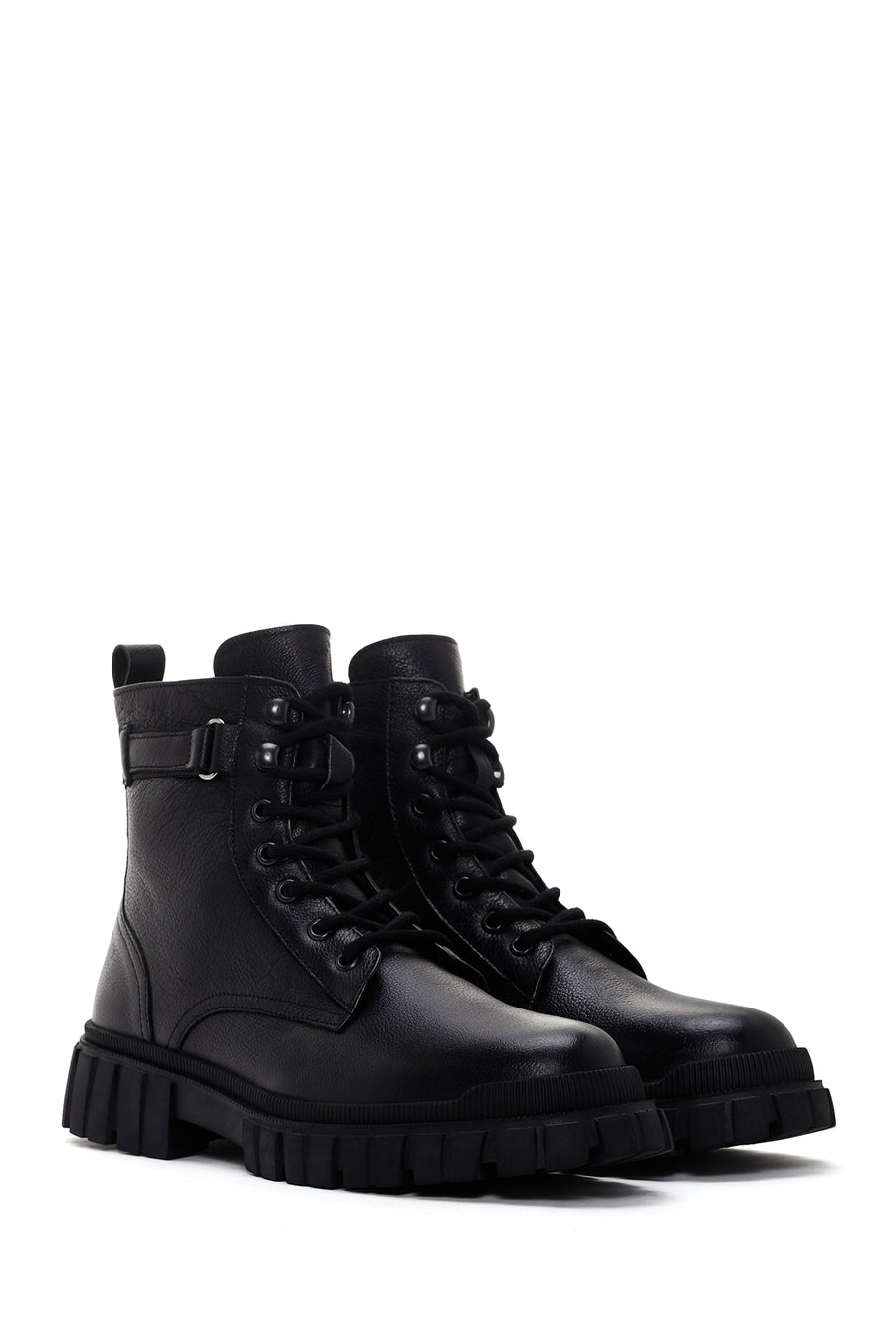 Men's Black Zippered Casual Leather Boots