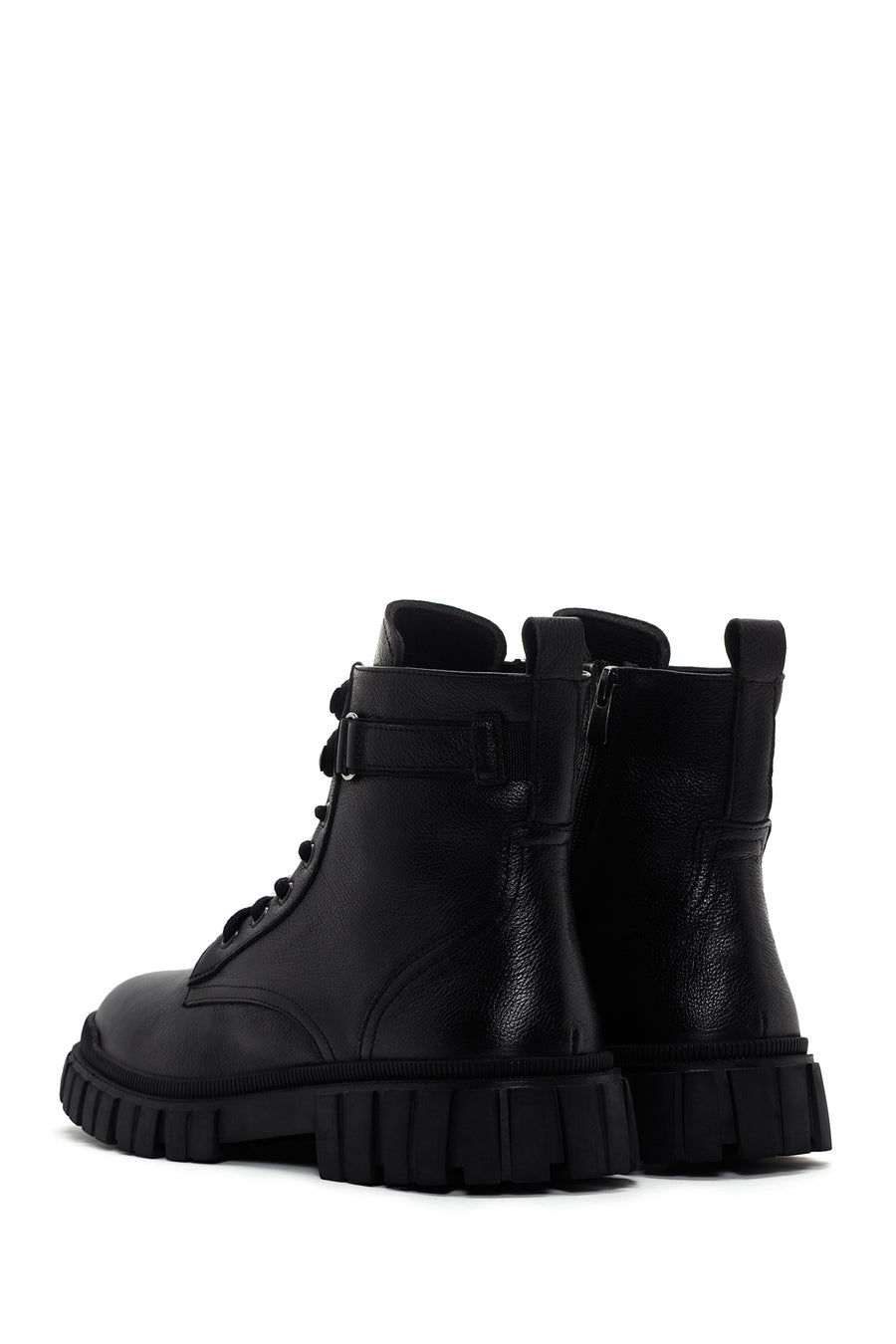 Men's Black Zippered Casual Leather Boots