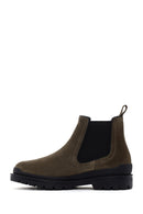 Men's Khaki Casual Chelsea Suede Leather Boots | Derimod