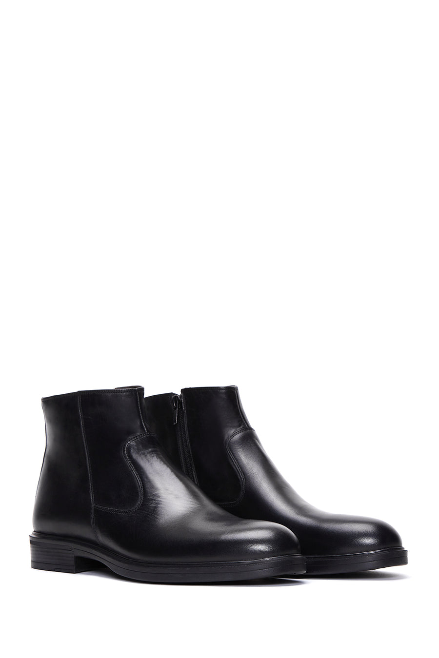 Men's Black Leather Classic Zipper Boots