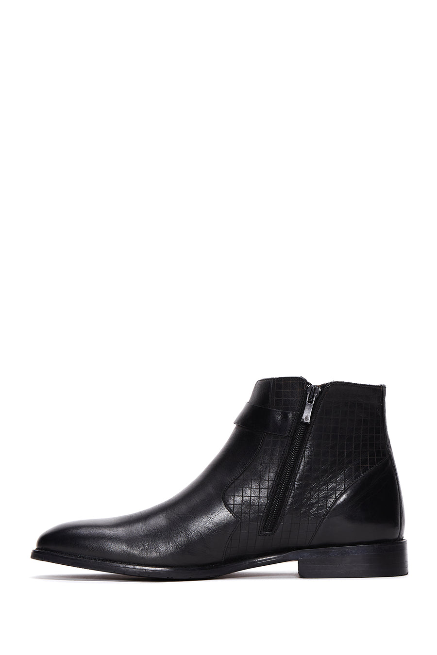 Men's Black Leather Classic Zipper Boots