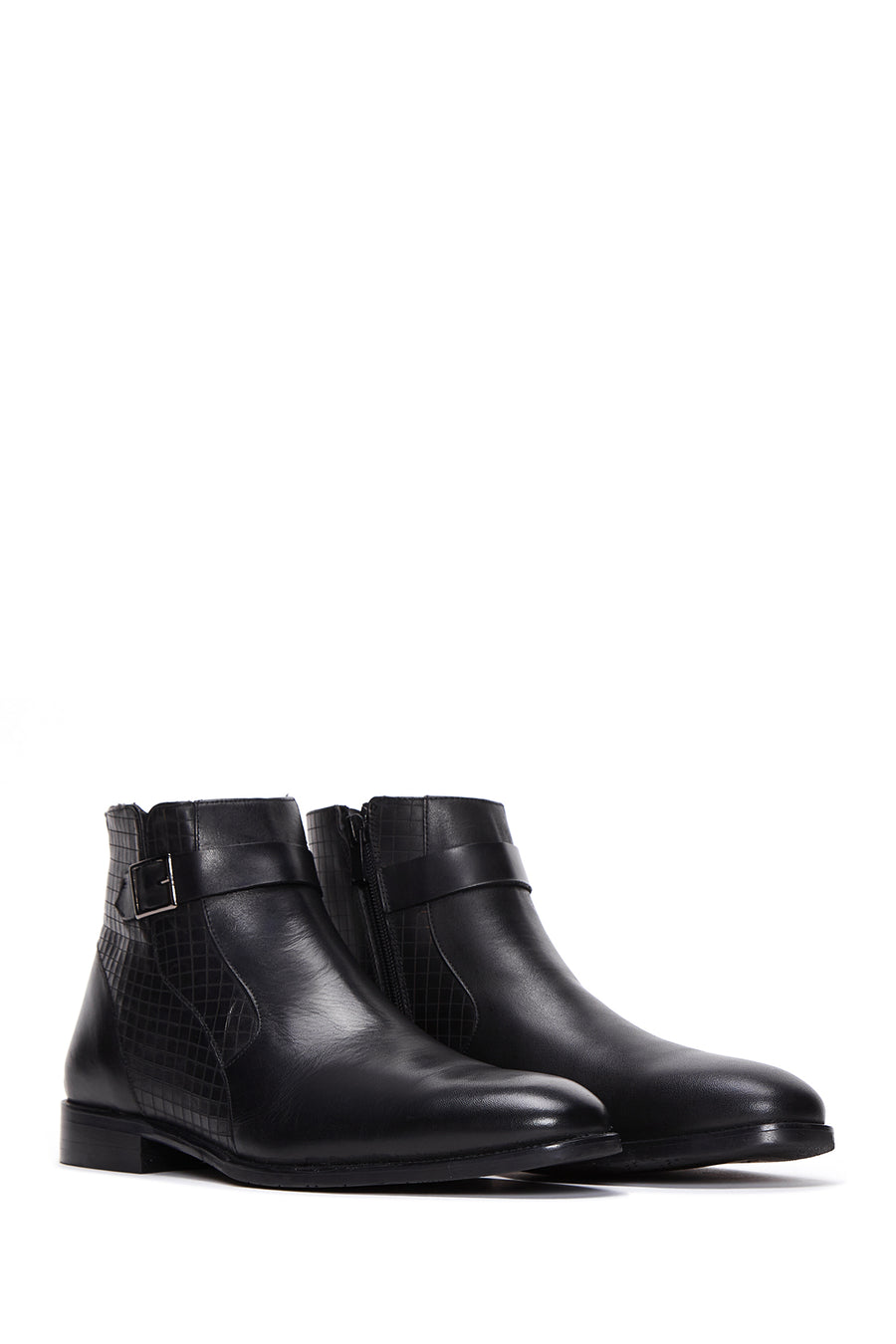 Men's Black Leather Classic Zipper Boots