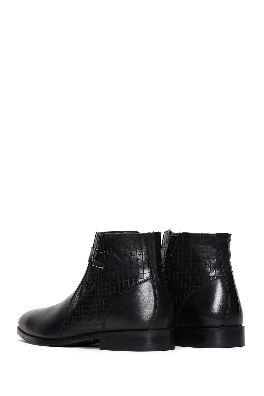 Men's Black Leather Classic Zipper Boots