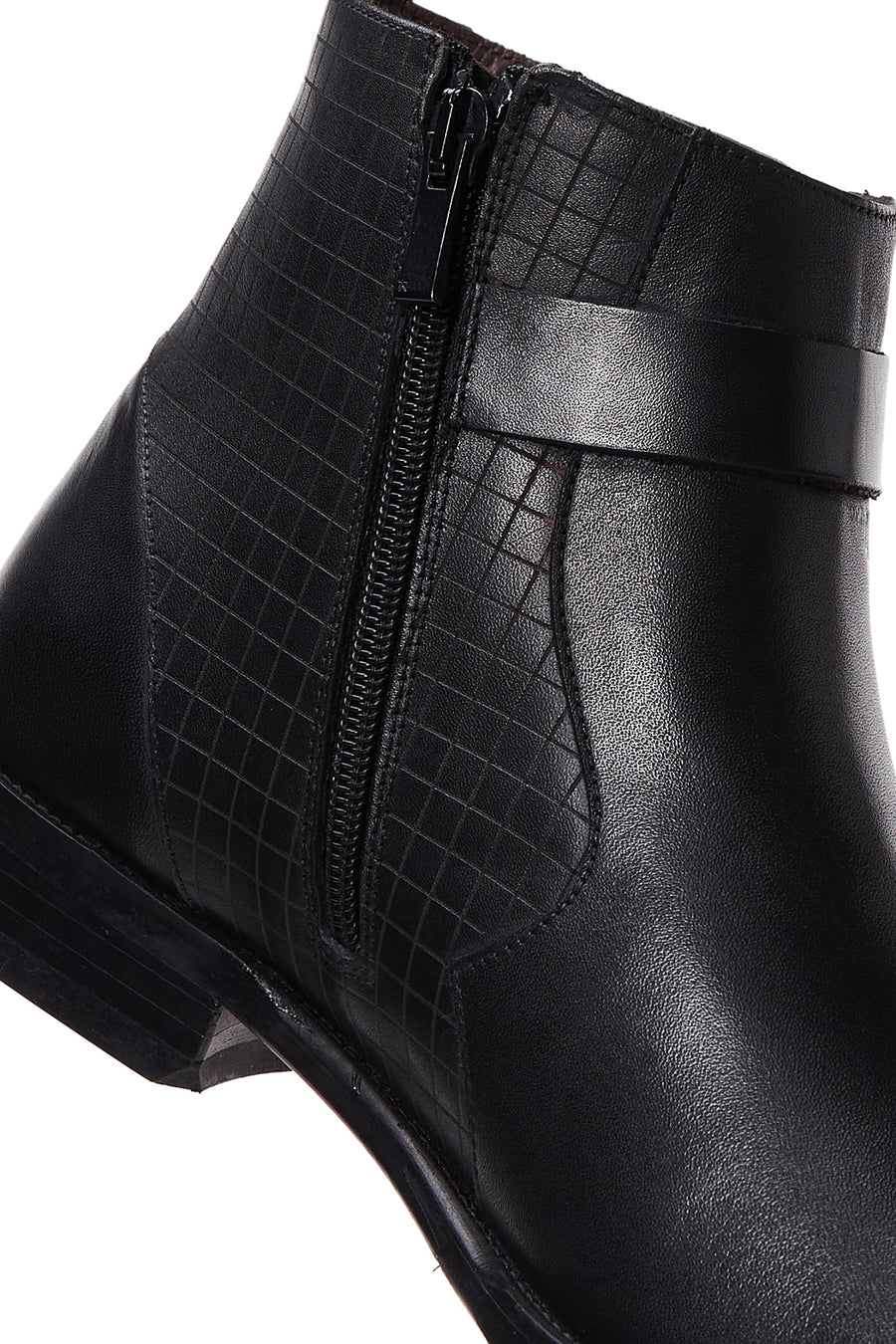 Men's Black Leather Classic Zipper Boots