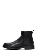 Men's Black Leather Zippered Boots | Derimod