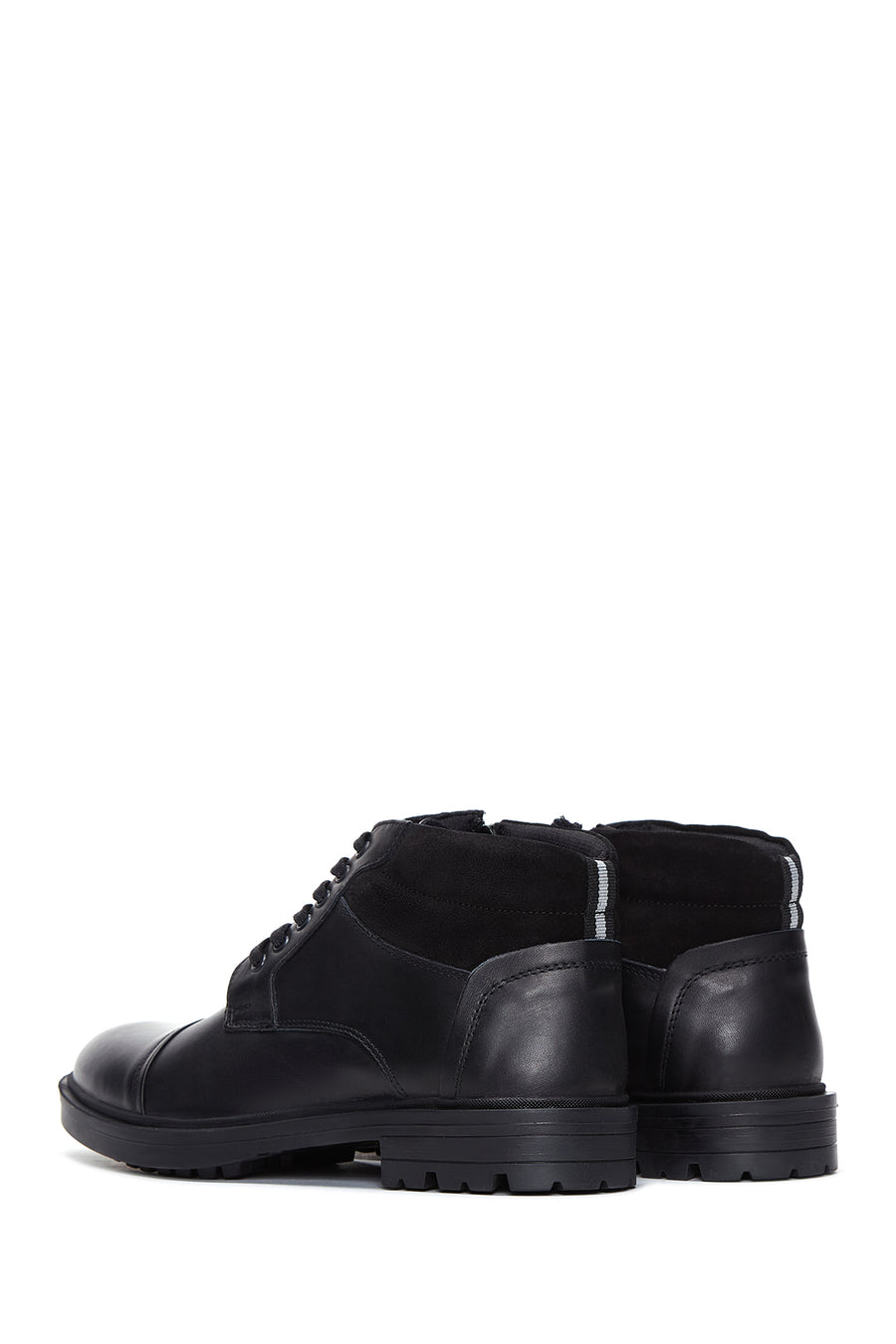 Men's Black Leather Zippered Casual Boots