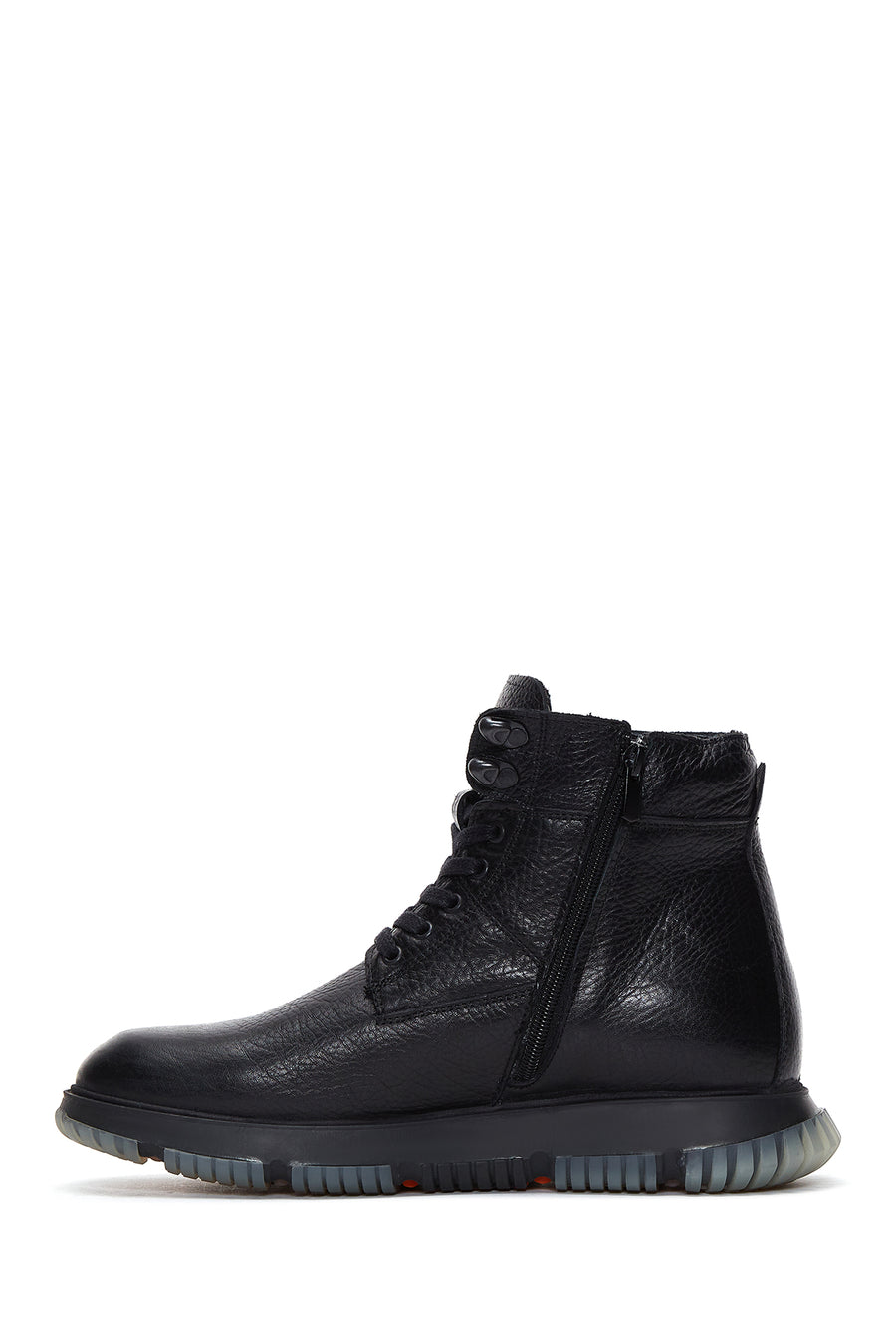 Men's Black Leather Zippered Casual Boots