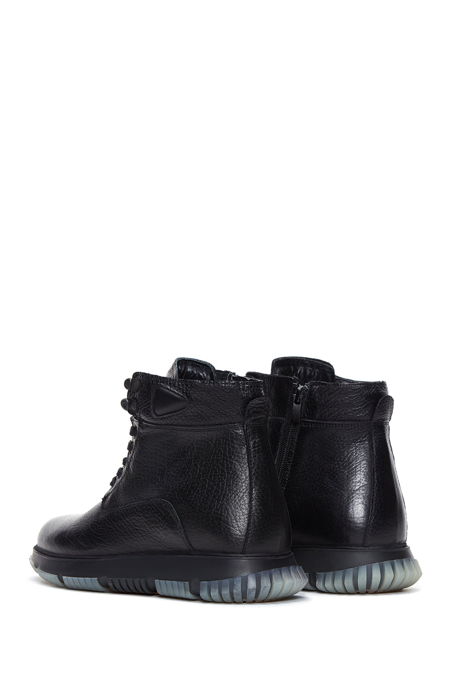 Men's Black Leather Zippered Casual Boots