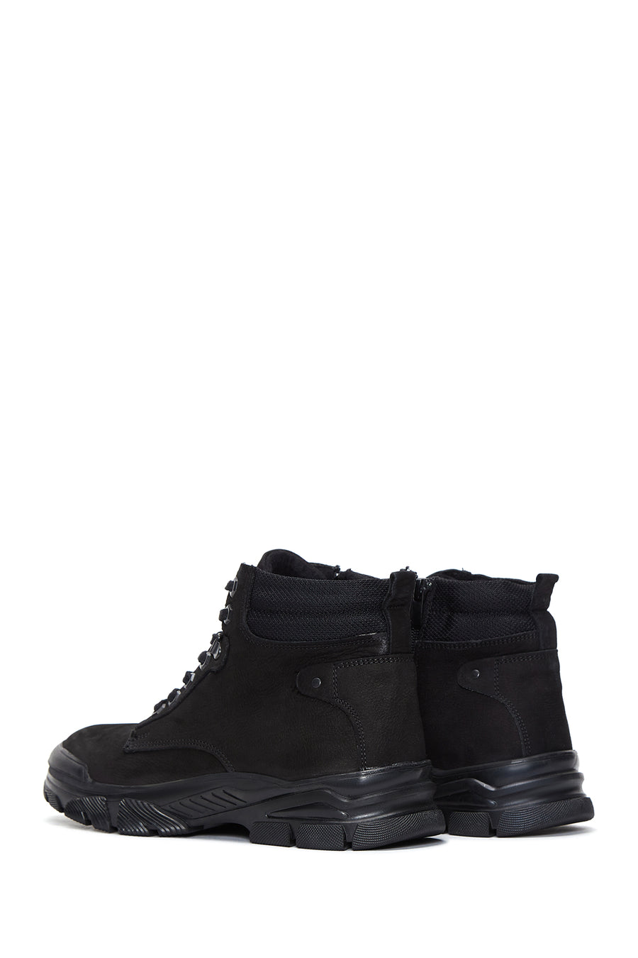 Men's Black Nubuck Leather Casual Zippered Boots