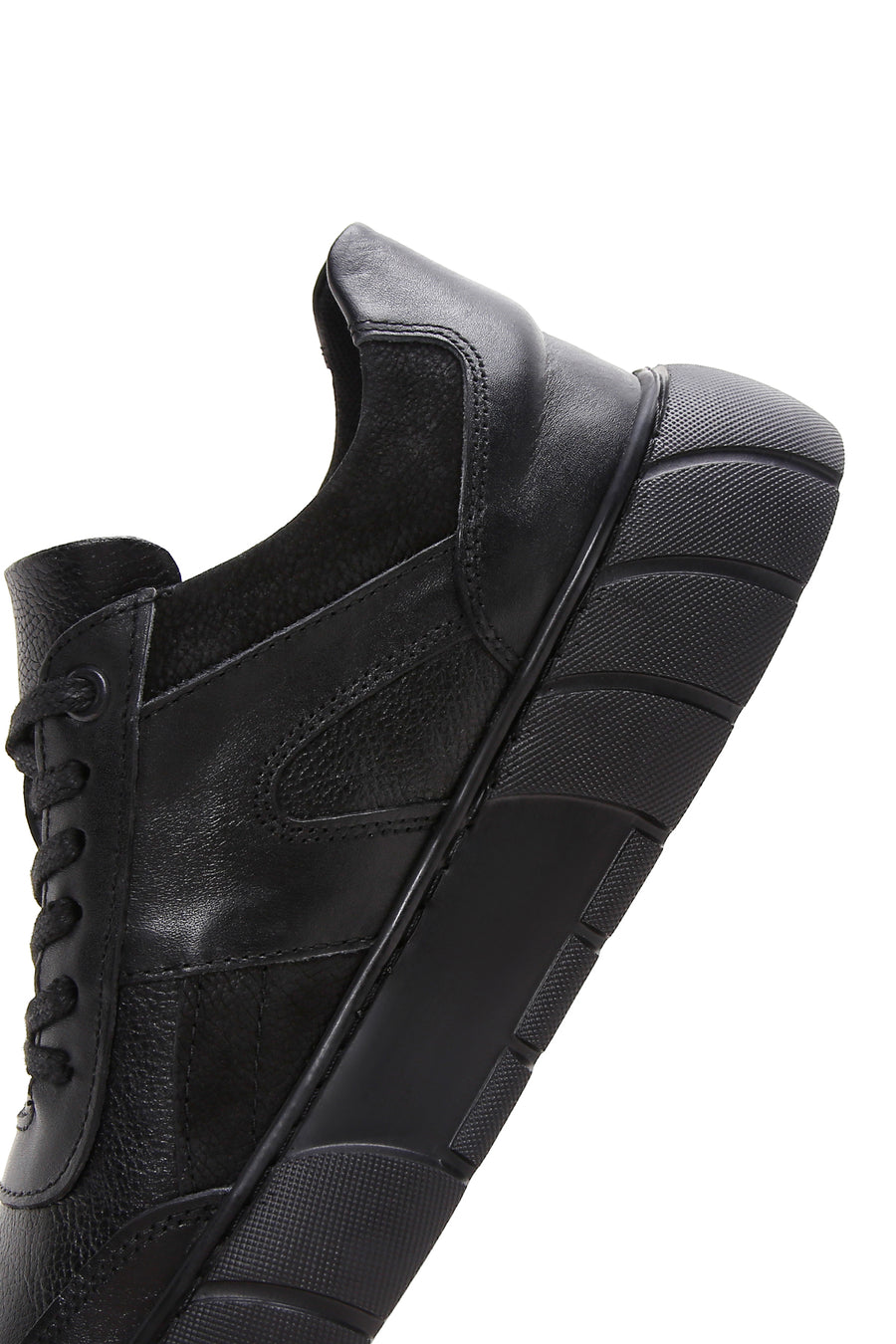 Men's Black Leather Thick Soled Sneaker